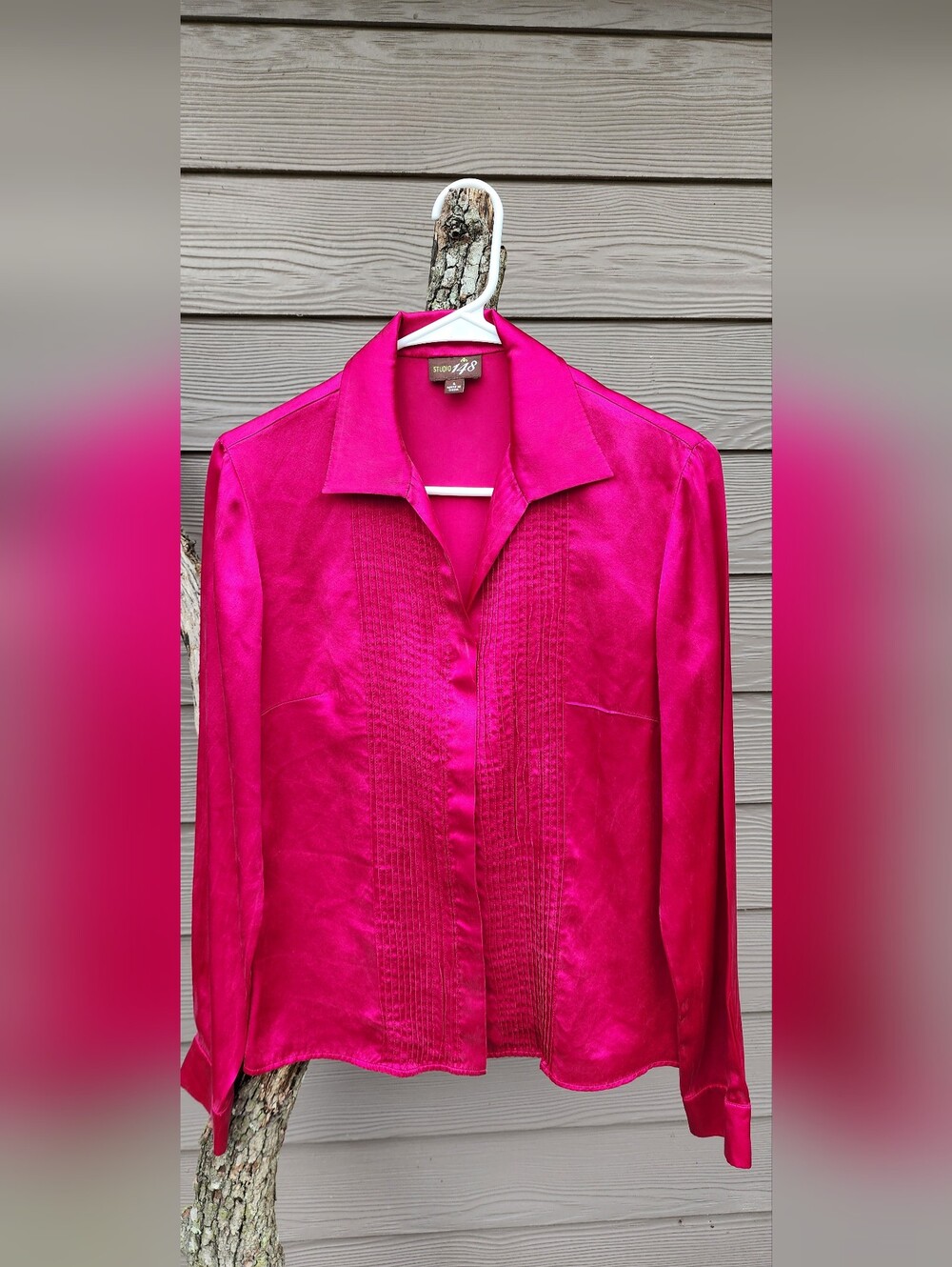 Studio 1940  100% Silk Hot Pink Blouse